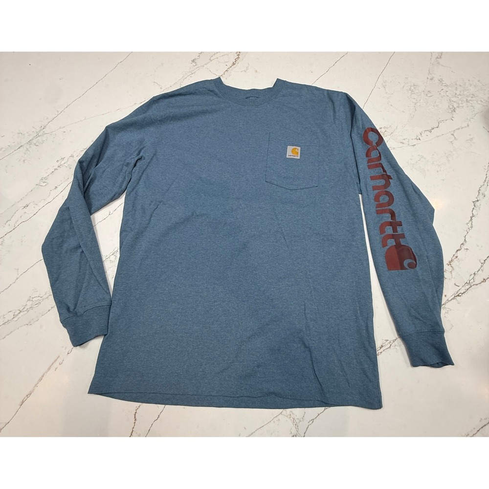 Carhartt Mens Loose Fit Long Sleeve Graphic Pocket T-Shirt Blue TK6513-M Medium